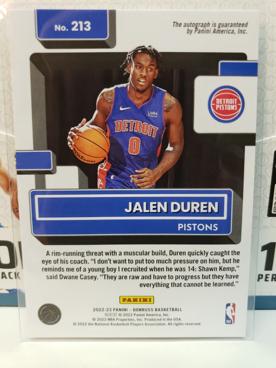 2022-23 Donruss Jalen Duren /99 Rated Rookie Rc Auto Holo Laser 