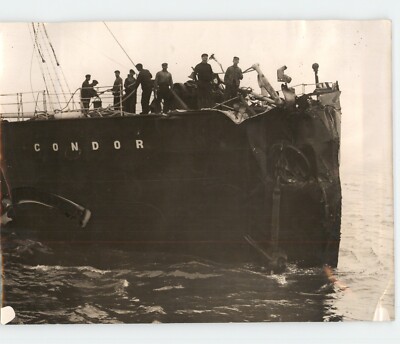Grace Steamship Line's 'Condor' After COLLISION w/ Battleship 1920s Press Photo