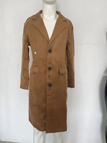 New Wool Blend Overcoat Single-breasted Plain Color Trench Coat Casual Outwear * - Picture 12 of 24
