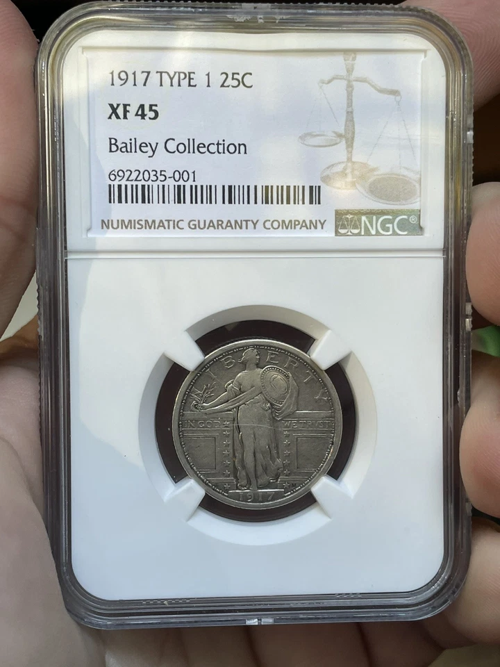 1917-P STANDING LIBERTY 🇺🇸 QUARTER TYPE 1 25c COIN NGC XF45 T1 Extra Fine 90% - Image 2 of 4