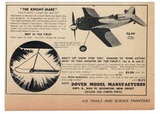 1947 Dover Model Mfg KNIGHT-MARE Control Line Airplane Boonton NJ Vintage Ad