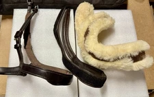 Schockemohle Equitus Zeta Espresso Noseband - Leather & Sheepskin Liners - Full