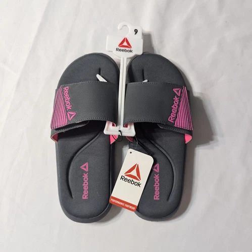 Sandali Reebok Slides donna grigio rosa caldo sportivi regolabili memory foam taglia 9