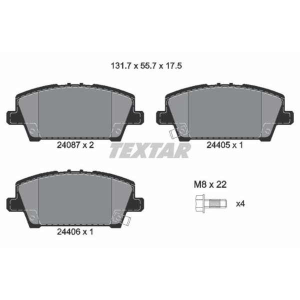 Textar BremsbeläGe Bremsbelegsatz Vorne FüR Honda Civic Viii Hatchback-image