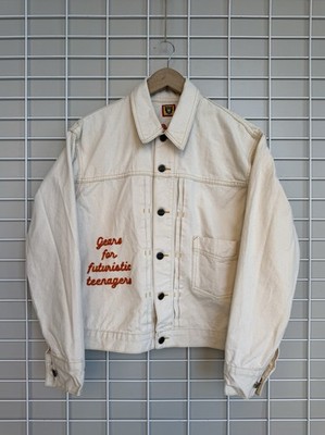 Human Made Work Jacket Womens Size S/M Beige Button Long Sleeve With Plain