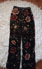 Farm Rio Macaws Garden Pants Floral Velvet Sz Xs Multicolor