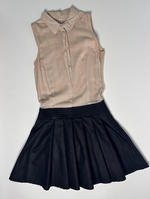 Esprit De.Corp viscose a-line black and beige office dress