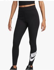NIKE WOMENS SPORTSWEAR HIGHWAISTED GRAPHIC LOGO BLACK LEGGINGS SIZE SMALL NEW