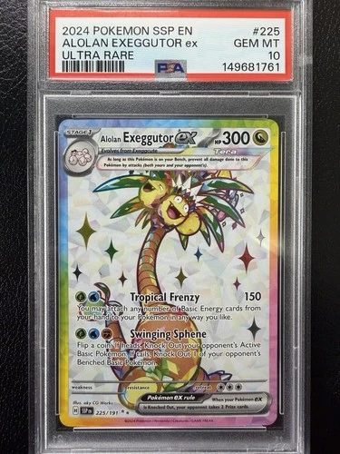 2024 Pokemon Surging Sparks Alolan Exeggutor ex Ultra Rare #225 PSA 10