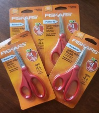 Fiskars 5" Pointed Tip Safety Edge Blades Kids Scissors Lot of 4 Red 194300