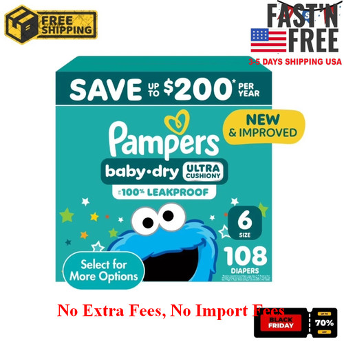 [HOT SALE] Pampers Baby Dry Baby Diapers Size 6, 108 Count, NEW USA
