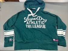 SUPERDRY Tri League Womens Graphic Hoodie Sweater XL Green Japan Cotton