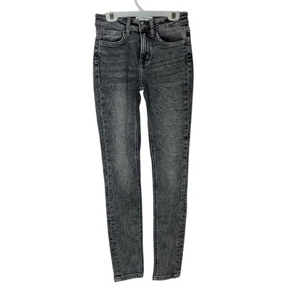 Flying Monkey Skinny Jeans Gray Acid Wash Mid Rise Stretch Denim Size 25