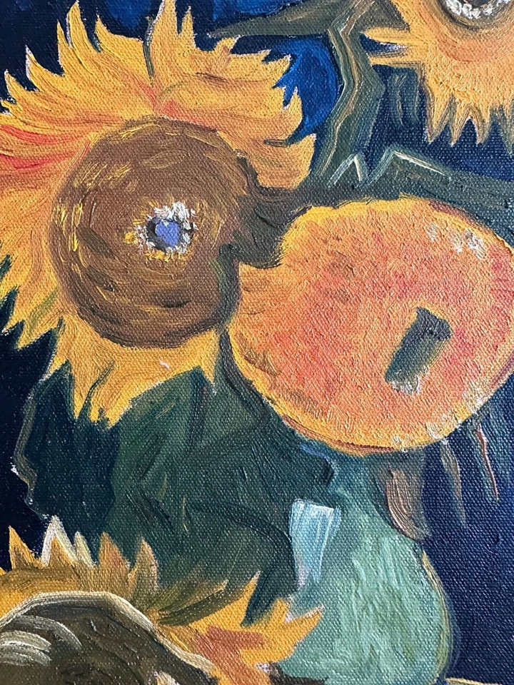 VINCENT VAN GOGH oil painting on canvas, vtg stamped signed - Image 3 of 4