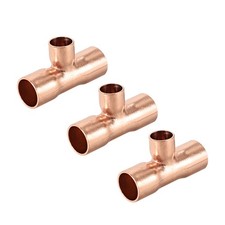 1/4" x 1/2" Copper Tee Copper Pressure Pipe Fitting for Plumbing Supply 3pcs