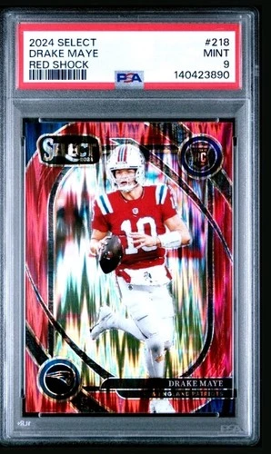 2024 Panini Select Club Level Drake Maye #218 Red Shock Prizm /249 PSA 9 RC 5A