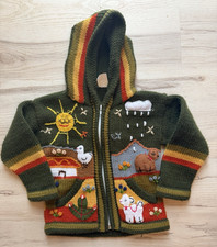 Isabella Mia Hooded Full Zip Knit Sweater Jacket Kids 4 Green