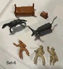 Marx Bar M Ranch, Chubby Cowboy  & Accessories Longhorn Bull & Horse 1950's (S/6
