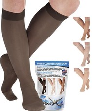 ABSOLUTE SUPPORT Made in USA Women Travel Sheer Compression Large, Black