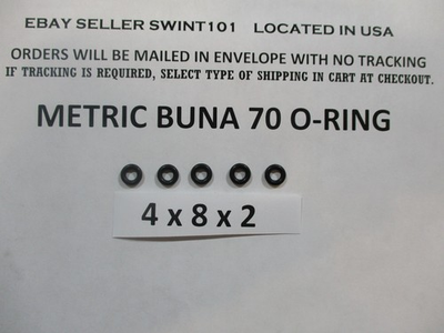 #ad 4mm ID x 8mm OD x 2mm thick O ring. Buna 70. Quan 5. $3.75