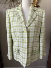 Basler Lime Green Houndstooth Tweed Blazer Ja...