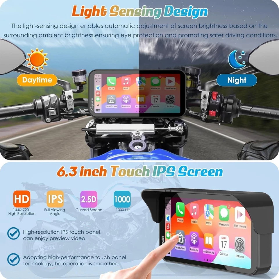 W603 Motorcycle Carplay Screen, Wireless CarPlay & Android Auto for Moto, Remot - Image 4 of 4