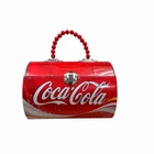 VTG Coca-Cola Red Metal Tin Purse Handbag Beaded Handle
