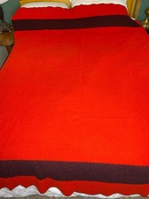 Red Black Stripe Pearce WOOLRICH Wool Blanket 88 X 66 Stripe Cabin Decor