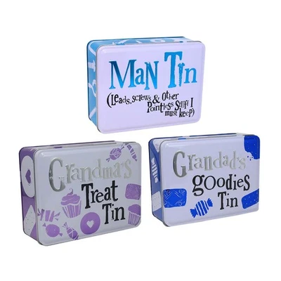 THE BRIGHT SIDE Storage Tin Rectangular Canister Treats Goodies Keepsakes Man Grandad Grandma