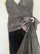 Strapless Velvet & Lace Evening Dress in Black and Deep Plum