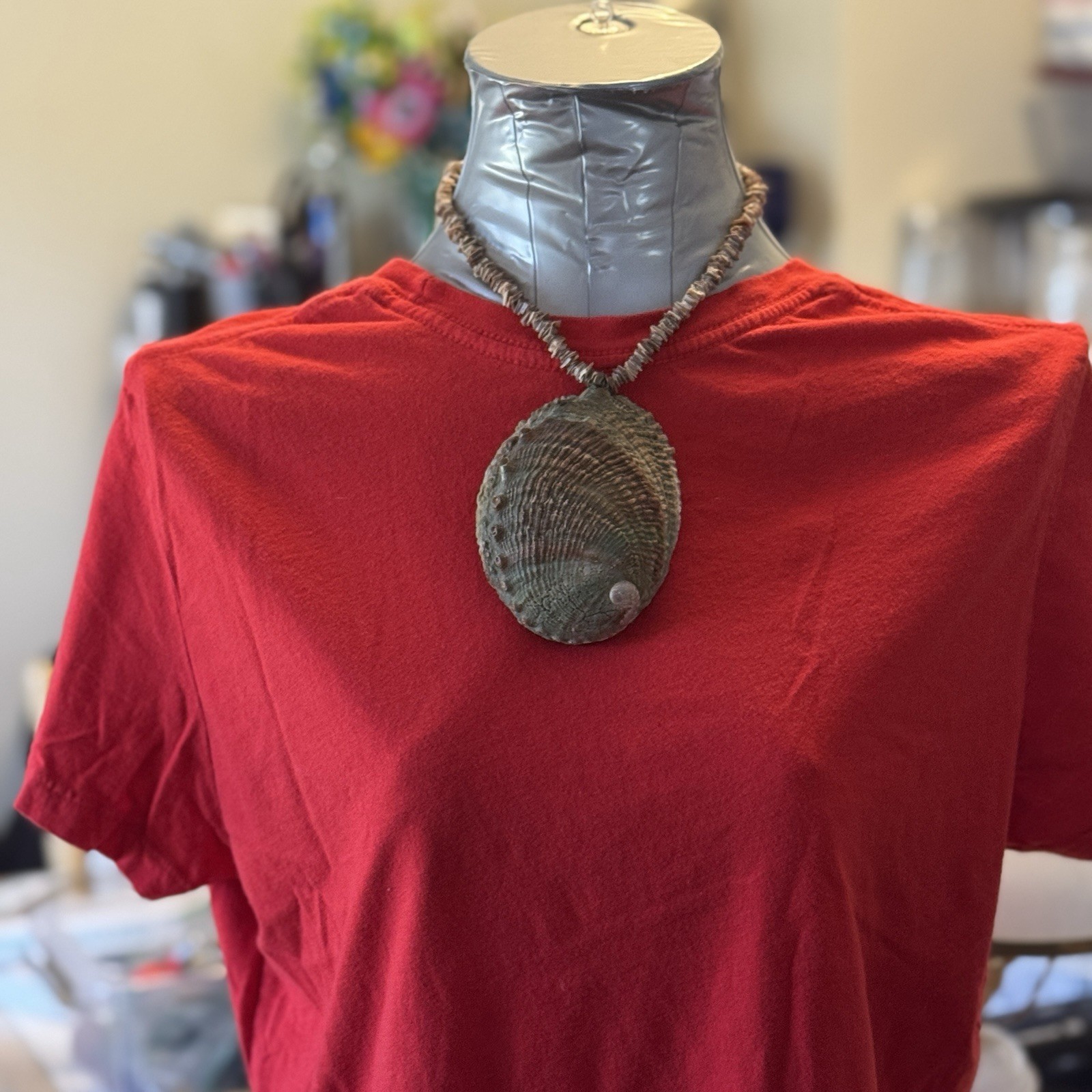 Abalone Shell Pendant Statement Necklace With Nat… - image 5