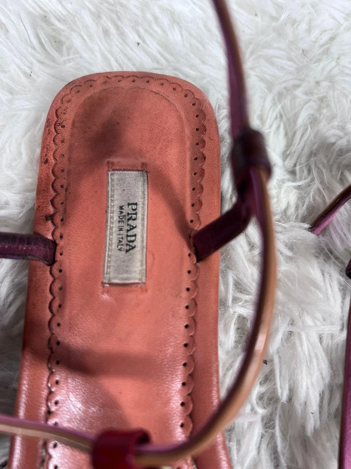 Zapatos Prada para mujer talla 38 sandalias de cuero con tiras hechas en Italia Vero Cuoio Foto 4 de 4