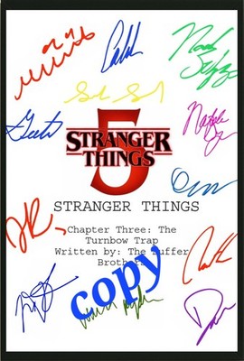Stranger Things 5 signiertes Drehbuch Cover Staffel 5 Episode 3 vorgedruckte Autogramme