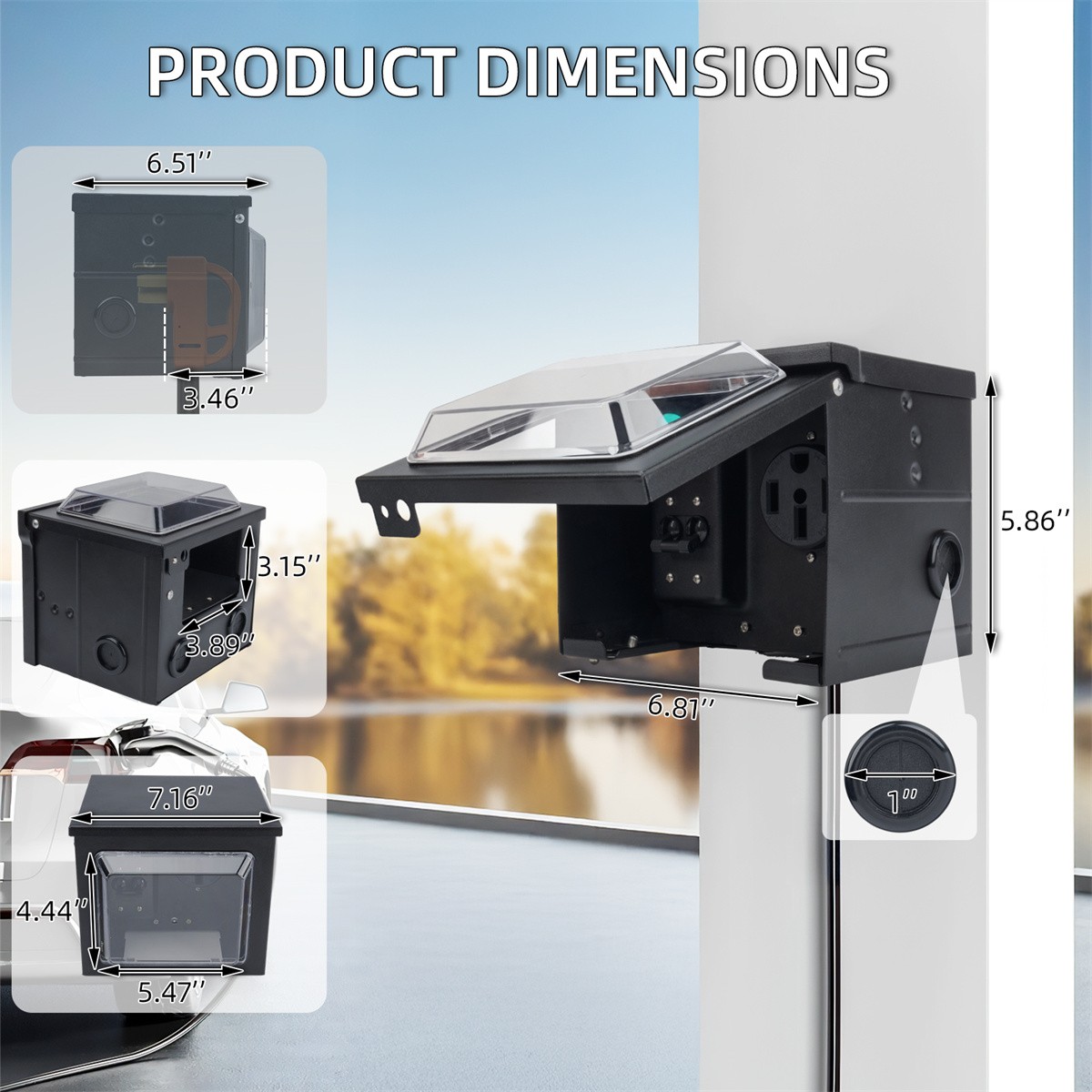 50 Amp RV Power Outlet Box with Breaker 125V/250V NEMA 14-50R Weatherproof RV