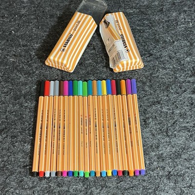 Stabilo Point 88 Pen Set Of 20 Plus Case Ultra Fine .4mm PLUS All Pencil