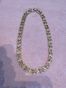 Authentic Vintage Monet triple Gold-plated Geometric Bamboo Panel Link 16.5" Choker