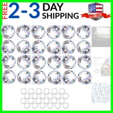 24pcs Clear Crystal Ball Prism Suncatcher Rainbow Pendants Maker, Hanging Cry...