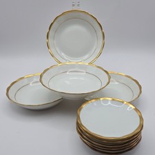 Vintage Elite Works Limoges France Gold Rim - 6 Butter Pats 4 Berry Bowls Set 10
