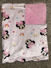 Disney Baby Minnie Mouse Rainbows Hearts/Pink Blanket