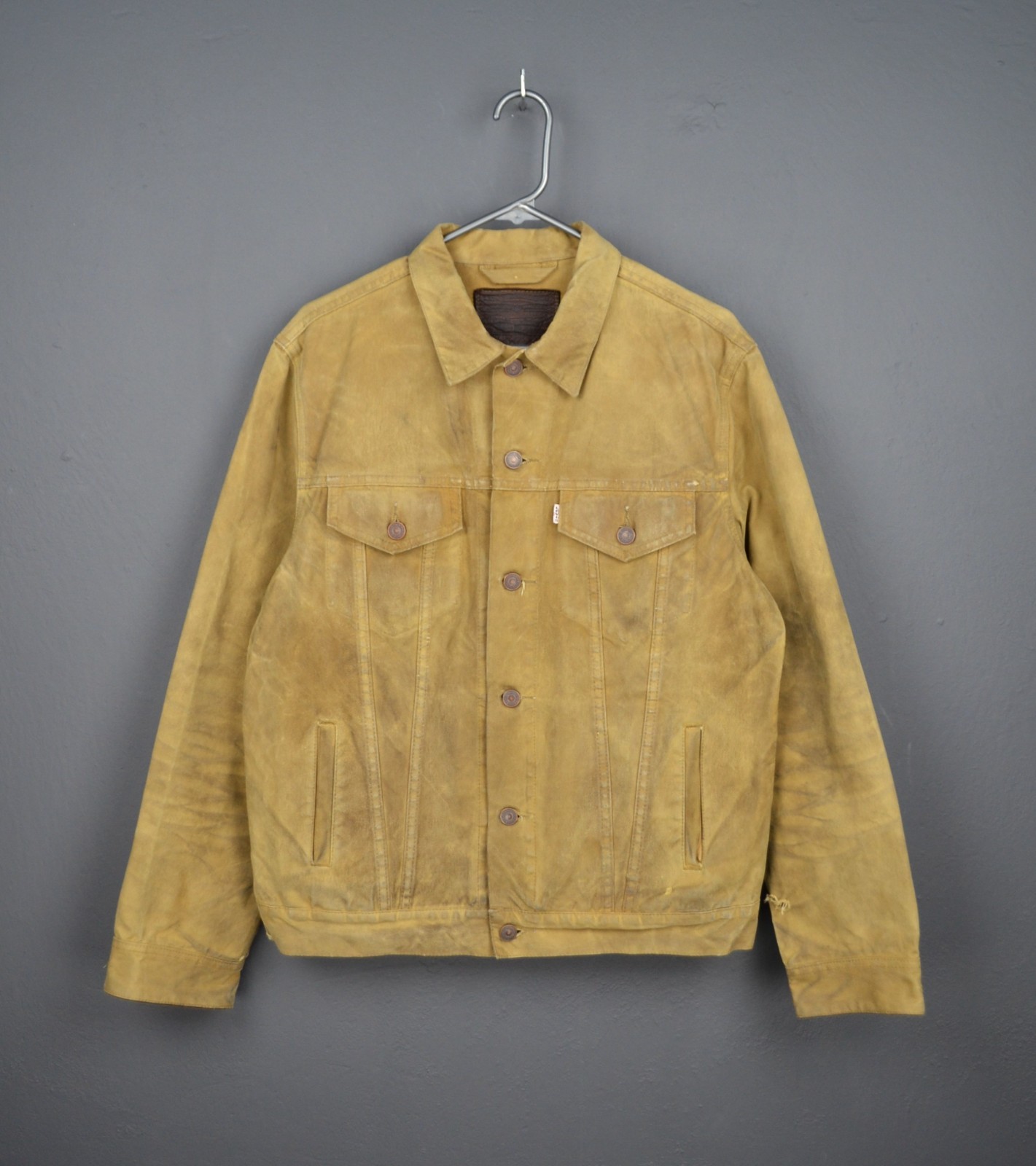 Levi's x Filson Trucker Jacket L Waxed Cotton Oil Tin Cloth Tan
