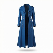 Zweireiher Mantel Longline Longcoat Retro f&uuml;r Cosplay, Damen