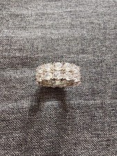 Adamans Double Row Diamond Ring - White Gold Size 10