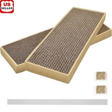 Cat Scratching Pad Natural Cardboard Durable Wall Mount W/ Catnip Stress Relief