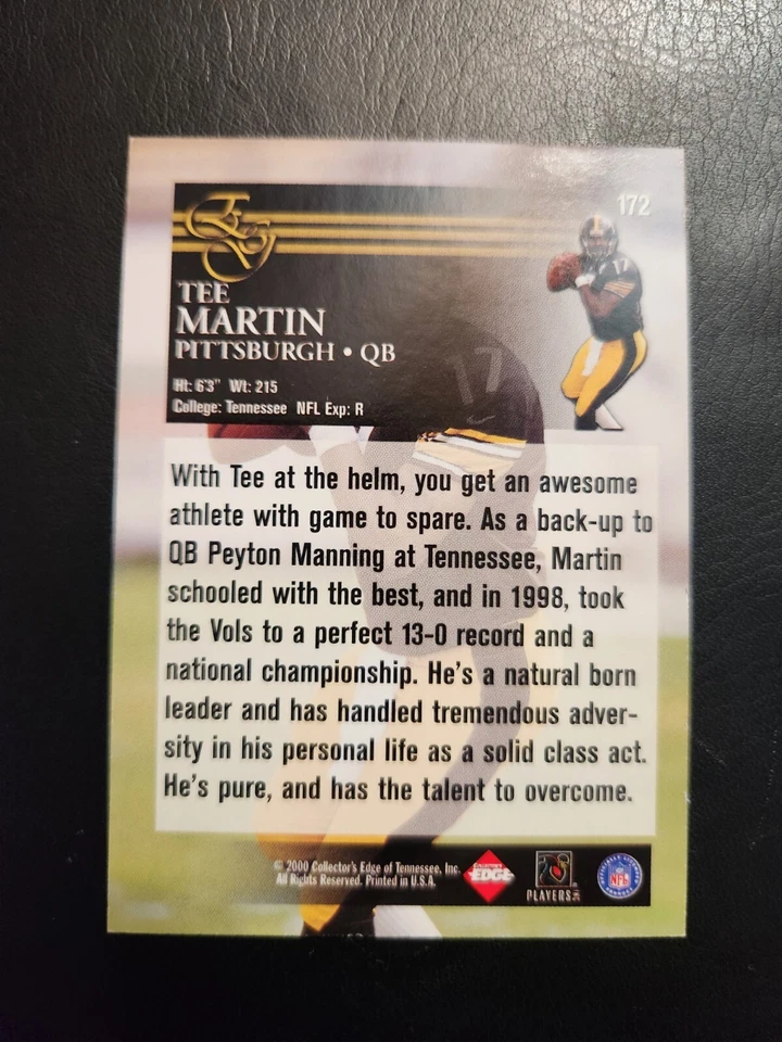 TEE MARTIN 2000 COLLECTORS EDGE #172 RC STEELERS - Image 2 of 2