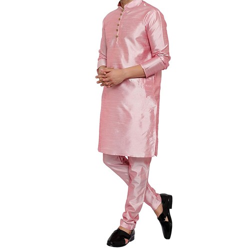Traditional Plain Full Sleeve Silk Kurta Pajama Regular Fit Party Were For Mens - Picture 47 of 66