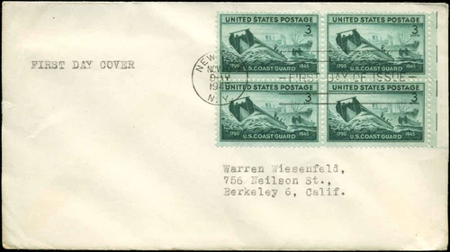 US FDC Block of 4 #936First Day Cover New York, NY Coast Guard