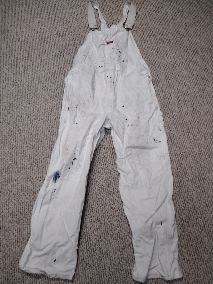 パンツ 90s Dickies White Overalls Vintage 90s White Dickies Distressed Overalls Paint Stains Punk
