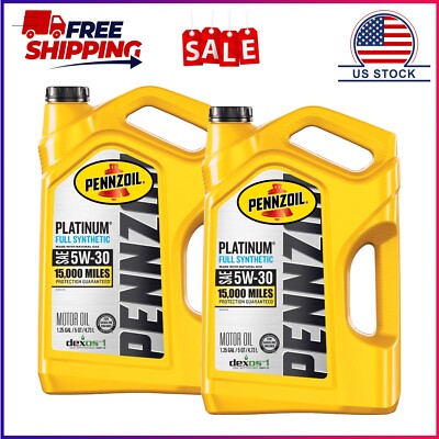 2 Pack, Pennzoil Platinum Full Synthetic 5W-30 Motor Oil, 5 Quart