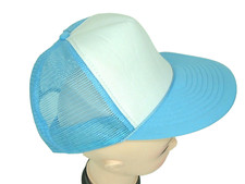 Vintage Cap Snapback Mesh Trucker Hat Flat Blue white Blank Nissin