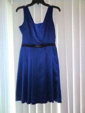 Pre-Owned Simply Vera Wang Blue Fit Flare Dress Belt Sleeveless Women’s Size 2